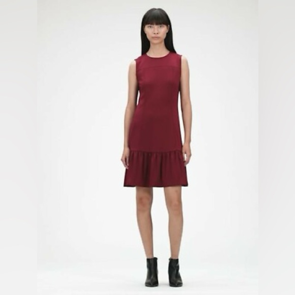 Maroon Gap Ponte Knit Flounce Dress